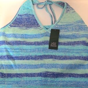 NWT Women's Wild Fable Blue Multicolor Knit Halter Dress Size XXL